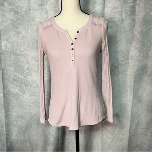 Sonoma Lavender Thermal Shirt with Crochet Sleeves and Yoke - Small